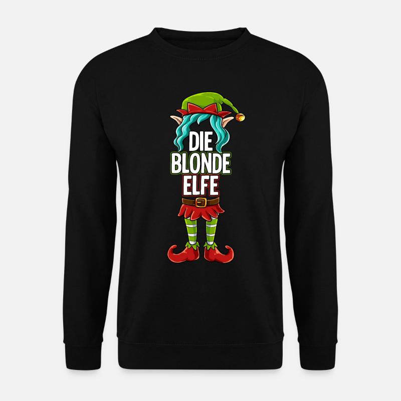 Blonde Elfe Partnerlook Weihnachten - Unisex Pullover - Schwarz