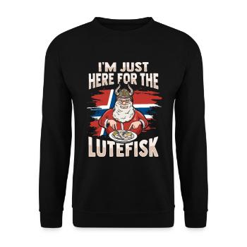 I'm only here for the Lutefisk - Unisex Sweatshirt - black - Front - Alina (178cm) & Michal (187cm)
