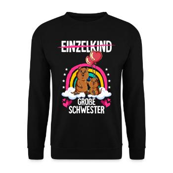 Ich werde Große Schwester Quokka - Unisex Pullover - Schwarz - Vorne - Alina (178cm) & Michal (187cm)
