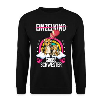 Ich werde Große Schwester Leoparden - Unisex Pullover - Schwarz - Vorne - Alina (178cm) & Michal (187cm)