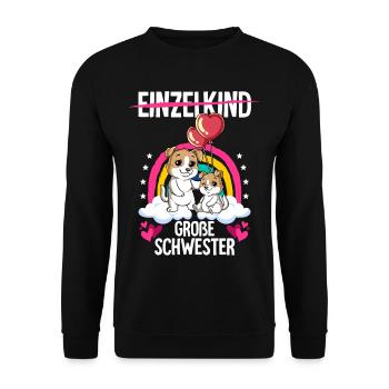 Ich werde Große Schwester Hunde - Unisex Pullover - Schwarz - Vorne - Alina (178cm) & Michal (187cm)
