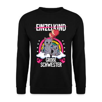 Ich werde Große Schwester Katzen - Unisex Pullover - Schwarz - Vorne - Alina (178cm) & Michal (187cm)