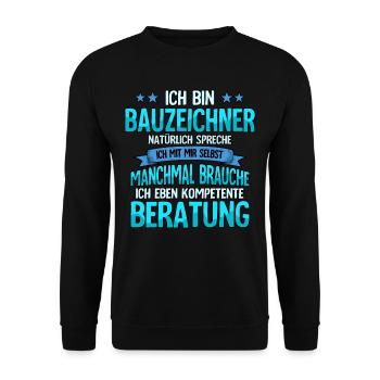 Bauzeichner - Unisex Pullover - Schwarz - Vorne - Alina (178cm) & Michal (187cm)