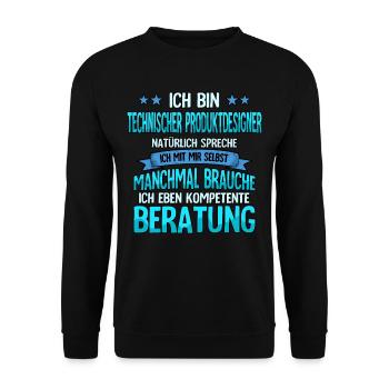 Technischer Produktdesigner - Unisex Pullover - Schwarz - Vorne - Alina (178cm) & Michal (187cm)