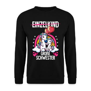 Ich werde Große Schwester Einhorn - Unisex Pullover - Schwarz - Vorne - Alina (178cm) & Michal (187cm)