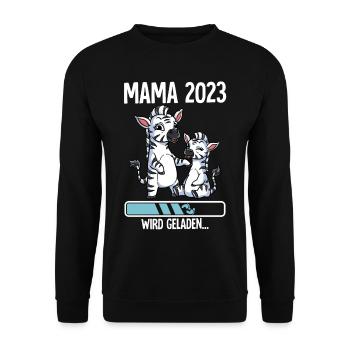 Werdende Mama 2023 - Unisex Pullover - Schwarz - Vorne - Alina (178cm) & Michal (187cm)