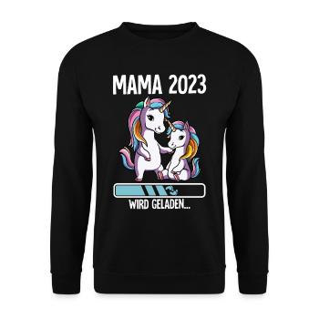 Werdende Mama 2023 - Unisex Pullover - Schwarz - Vorne - Alina (178cm) & Michal (187cm)