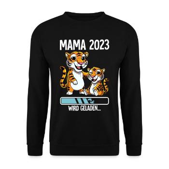 Werdende Mama 2023 - Unisex Pullover - Schwarz - Vorne - Alina (178cm) & Michal (187cm)