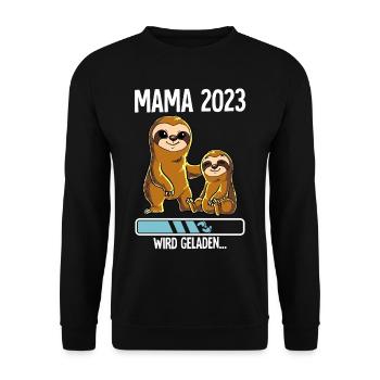 Werdende Mama 2023 - Unisex Pullover - Schwarz - Vorne - Alina (178cm) & Michal (187cm)