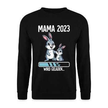 Werdende Mama 2023 - Unisex Pullover - Schwarz - Vorne - Alina (178cm) & Michal (187cm)