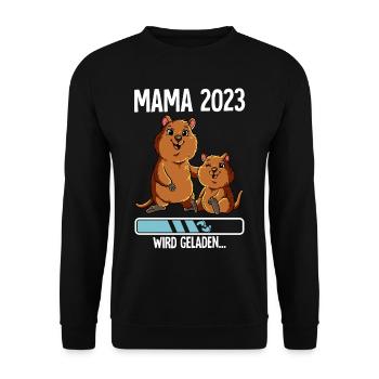 Werdende Mama 2023 - Unisex Pullover - Schwarz - Vorne - Alina (178cm) & Michal (187cm)