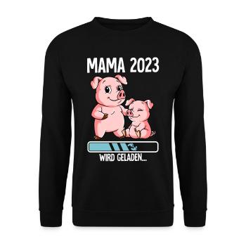 Werdende Mama 2023 - Unisex Pullover - Schwarz - Vorne - Alina (178cm) & Michal (187cm)
