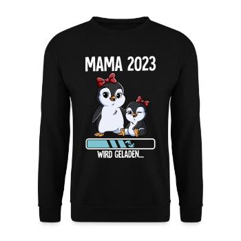 Werdende Mama 2023 - Unisex Pullover - Schwarz - Vorne - Alina (178cm) & Michal (187cm)