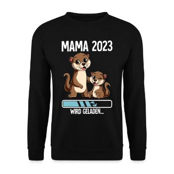 Werdende Mama 2023 - Unisex Pullover - Schwarz - Vorne - Alina (178cm) & Michal (187cm)