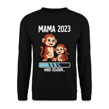 Werdende Mama 2023 - Unisex Pullover - Schwarz - Vorne - Alina (178cm) & Michal (187cm)