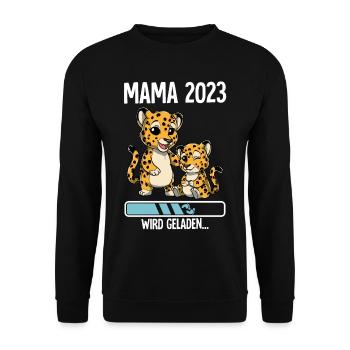 Werdende Mama 2023 - Unisex Pullover - Schwarz - Vorne - Alina (178cm) & Michal (187cm)