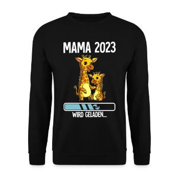 Werdende Mama 2023 - Unisex Pullover - Schwarz - Vorne - Alina (178cm) & Michal (187cm)