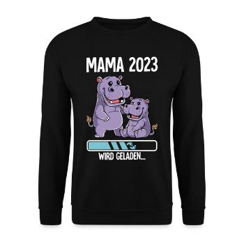 Werdende Mama 2023 - Unisex Pullover - Schwarz - Vorne - Alina (178cm) & Michal (187cm)