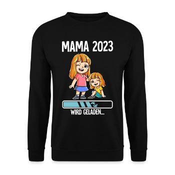 Werdende Mama 2023 - Unisex Pullover - Schwarz - Vorne - Alina (178cm) & Michal (187cm)