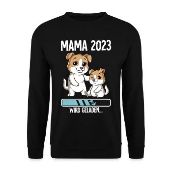 Werdende Mama 2023 - Unisex Pullover - Schwarz - Vorne - Alina (178cm) & Michal (187cm)