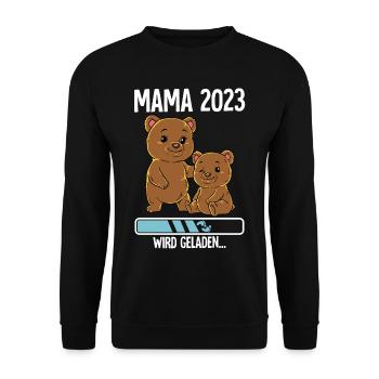 Werdende Mama 2023 - Unisex Pullover - Schwarz - Vorne - Alina (178cm) & Michal (187cm)
