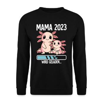 Werdende Mama 2023 - Unisex Pullover - Schwarz - Vorne - Alina (178cm) & Michal (187cm)