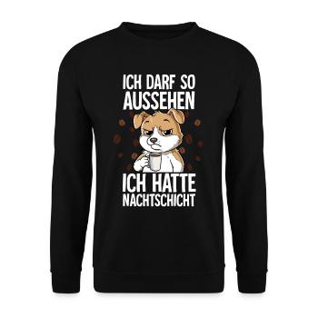 Ich Hatte Nachtschicht Kaffee Hund - Unisex Pullover - Schwarz - Vorne - Alina (178cm) & Michal (187cm)
