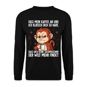 Fass mein Kaffee an und ich klatsch dich Kaffee - Unisex Pullover - Schwarz - Vorne - Alina (178cm) & Michal (187cm)