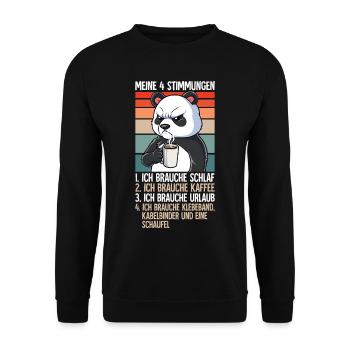 Meine 4 Stimmungen Kaffee Panda - Unisex Pullover - Schwarz - Vorne - Alina (178cm) & Michal (187cm)