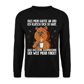 Fass mein Kaffee an und ich klatsch dich Kaffee - Unisex Pullover - Schwarz - Vorne - Alina (178cm) & Michal (187cm)