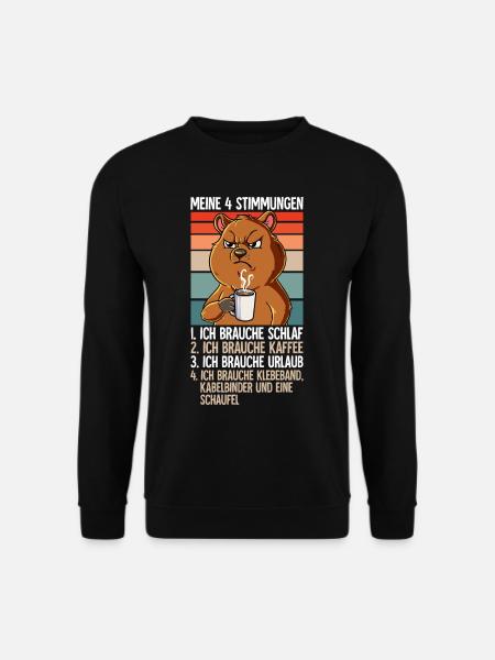 Meine 4 Stimmungen Kaffee Quokka - Unisex Pullover - Schwarz