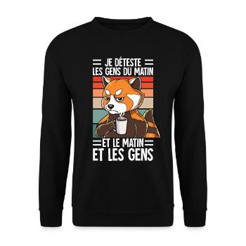 Je Déteste Les Gens Café - Sweat-shirt Unisexe - noir - Devant - Alina (178cm) & Michal (187cm)