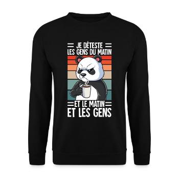 Je Déteste Les Gens Café - Sweat-shirt Unisexe - noir - Devant - Alina (178cm) & Michal (187cm)