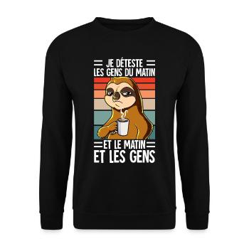 Je Déteste Les Gens Café - Sweat-shirt Unisexe - noir - Devant - Alina (178cm) & Michal (187cm)