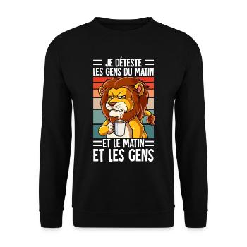 Je Déteste Les Gens Café - Sweat-shirt Unisexe - noir - Devant - Alina (178cm) & Michal (187cm)