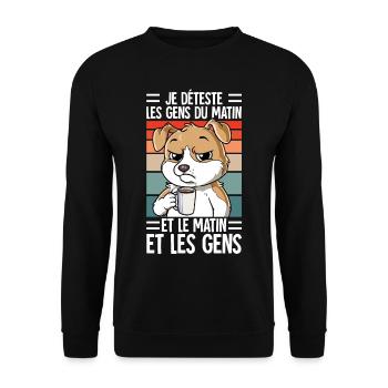 Je Déteste Les Gens Café - Sweat-shirt Unisexe - noir - Devant - Alina (178cm) & Michal (187cm)