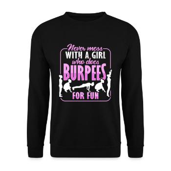 Burpees Girl Design for Aerobic Woman - Unisex Sweatshirt - black - Front - Alina (178cm) & Michal (187cm)