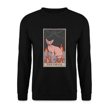 Conception de carte de tarot de diable de chat sans poils - Sweat-shirt Unisexe - noir - Devant - Alina (178cm) & Michal (187cm)