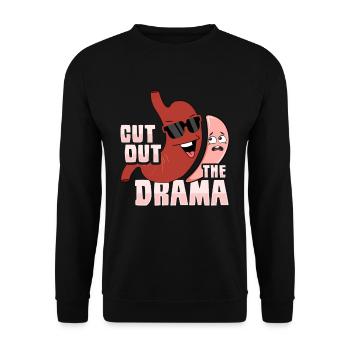 Bastric Sleeve - Schluss mit dem Drama für die Gen - Unisex Pullover - Schwarz - Vorne - Alina (178cm) & Michal (187cm)