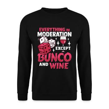 Bunco Wine Design for Bunco Babe and Wine Drinkers - Unisex Sweatshirt - black - Front - Alina (178cm) & Michal (187cm)
