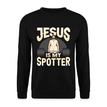 Jesus ist mein Spotter Design für Gott Gläubiger A - Unisex Pullover - Schwarz - Vorne - Alina (178cm) & Michal (187cm)