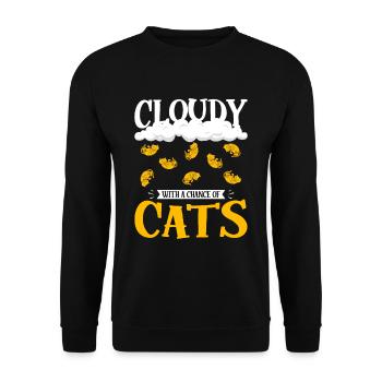 Cloudy with a chance at cat design - Unisex Sweatshirt - black - Front - Alina (178cm) & Michal (187cm)