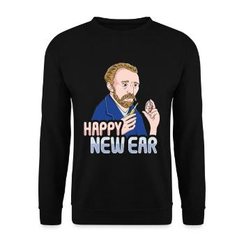 Happy New Ear Art Van Gogh - Unisex Sweatshirt - black - Front - Alina (178cm) & Michal (187cm)