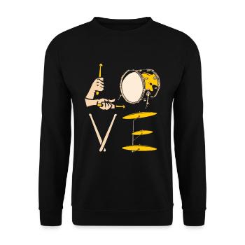 Drum Set Percussion Design - Unisex Sweatshirt - black - Front - Alina (178cm) & Michal (187cm)