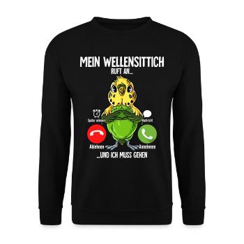 Mein Wellensittich Ruft An - Unisex Pullover - Schwarz - Vorne - Alina (178cm) & Michal (187cm)