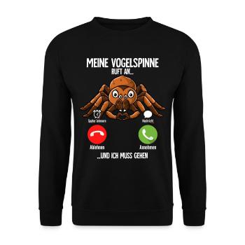 Meine Vogelspinne Ruft An - Unisex Pullover - Schwarz - Vorne - Alina (178cm) & Michal (187cm)