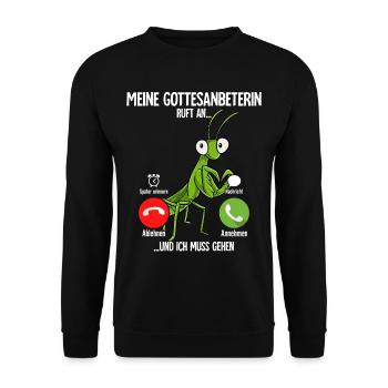 Meine Gottesanbeterin Ruft An - Unisex Pullover - Schwarz - Vorne - Alina (178cm) & Michal (187cm)