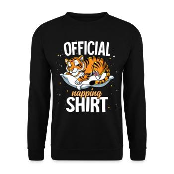 Schlafender Tiger Offizielles Nickerchen - Unisex Pullover - Schwarz - Vorne - Alina (178cm) & Michal (187cm)