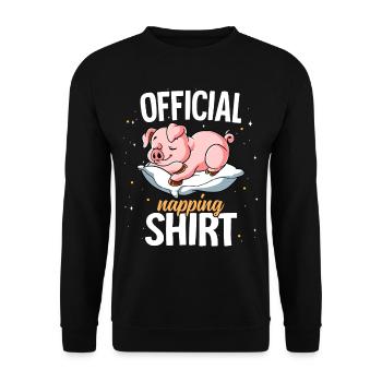 Schlafendes Schwein Offizielles Nickerchen - Unisex Pullover - Schwarz - Vorne - Alina (178cm) & Michal (187cm)