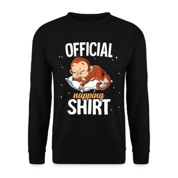Schlafender Affe Offizielles Nickerchen - Unisex Pullover - Schwarz - Vorne - Alina (178cm) & Michal (187cm)